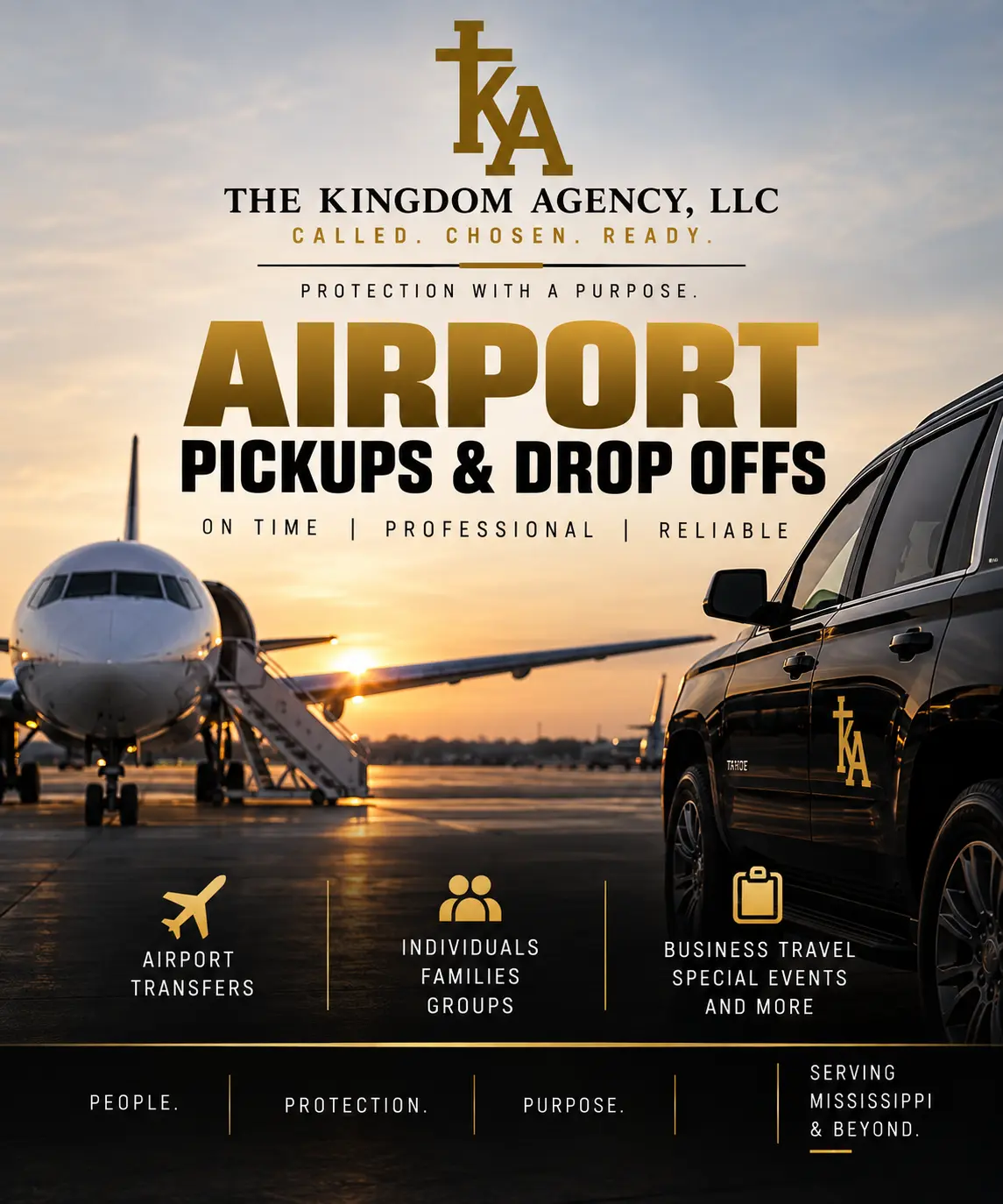 The Kingdom Agency airport pickups and drop-offs artwork