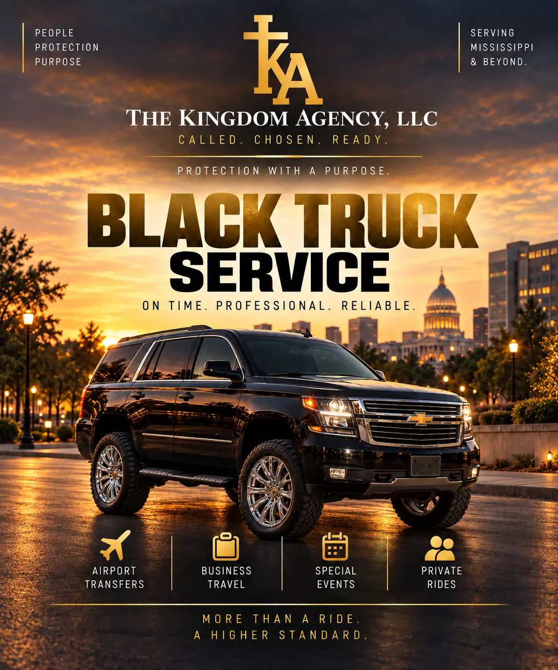 The Kingdom Agency black truck transportation artwork